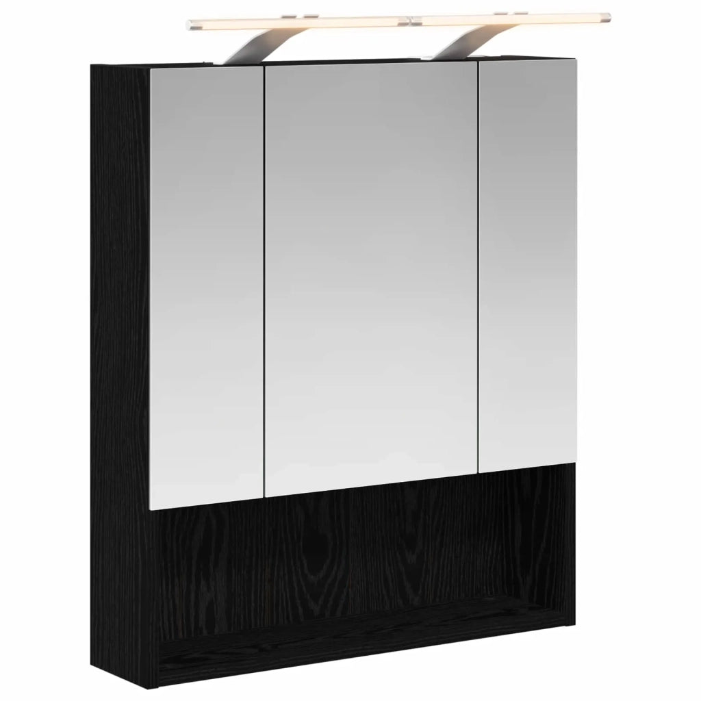 Mobiletto per specchio da bagno Rovere Nero 60 x 14.5 x 70 cm 889192