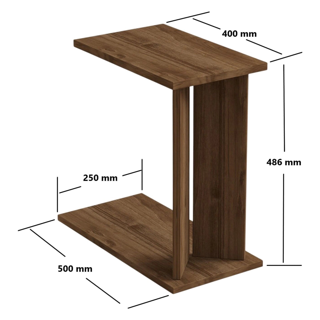 Ottone, Tavolino da Salotto Forma Rettangolare, 25x50x49h cm Marrone Noce