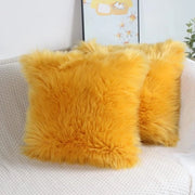Due pezzi di cuscini per piante morbidi con pelle di pecora pelle di agnello pelo di coniglio lungo pelo - imitazione pelo - 40 x 40 cm