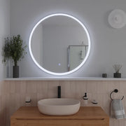 Specchio led tondo Ø 60 cm cornice bianco opaco touch screen luce calda/fredda
