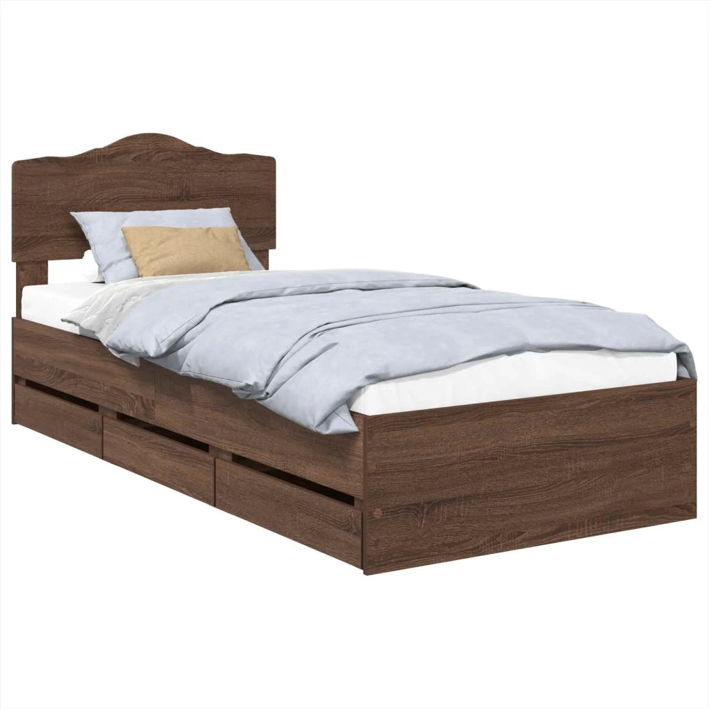 Struttura del letto con cassetto Rovere Marrone 90 x 190 cm 3413053