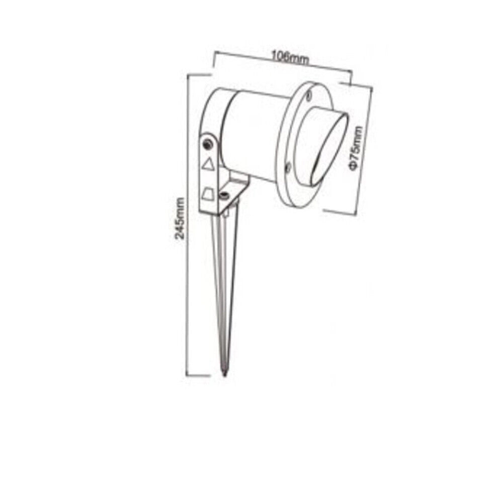 Trade Shop - Faretto Esterno Da Giardino Doppia Istallazione Con Picchetto Staffa Gu10 Ip65 Et-01 - Nero