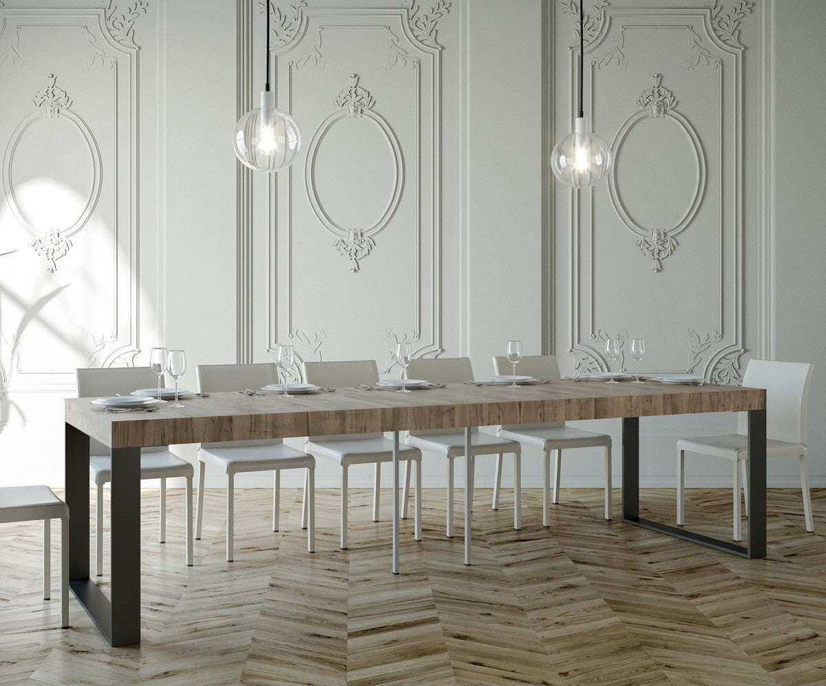 Consolle Allungabile in Legno e Ferro H77x40x90/300cm Elettra Premium Rovere Folding