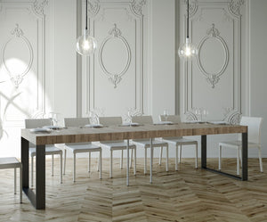 Consolle Allungabile in Legno e Ferro H77x40x90/300cm Elettra Premium Rovere Folding