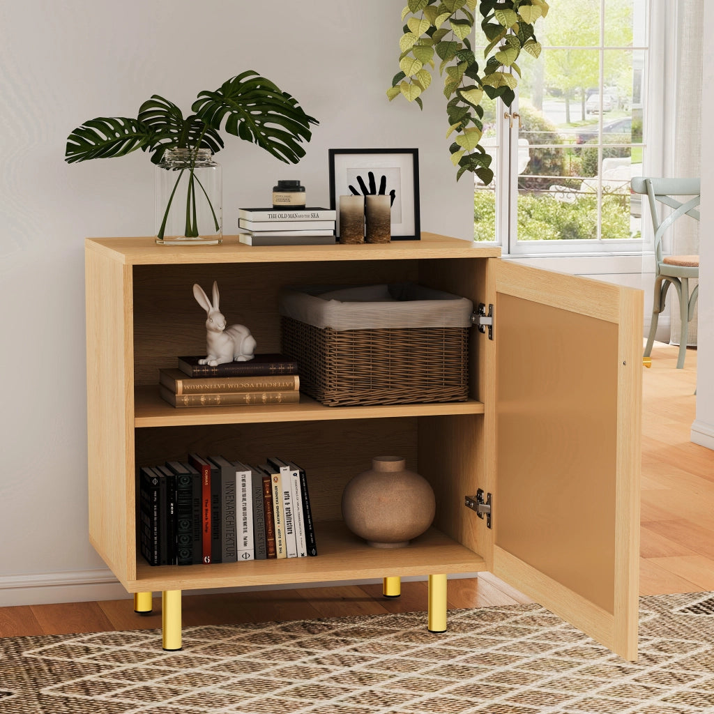 Mobile contenitore con 1 anta e ripiano; per soggiorno; in MDF naturale; 60×40×63 cm
