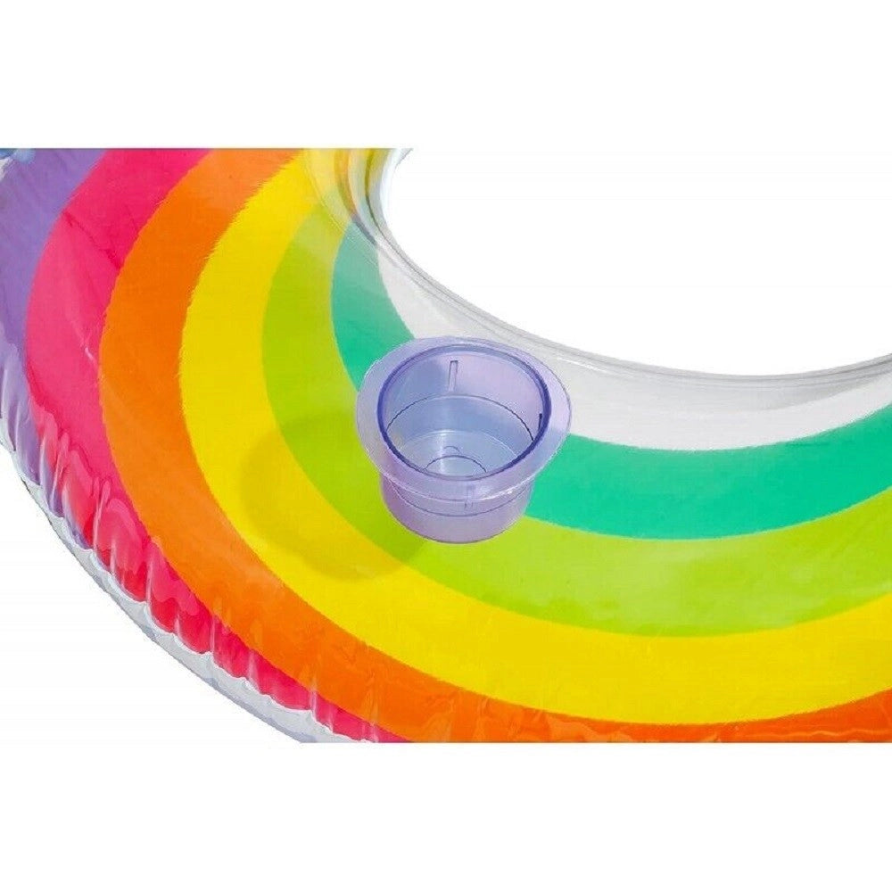Trade Shop - Poltrona Gonfiabile Con Schienale Portabicchiere Fashion Rainbow Dream 107cm 43647 -