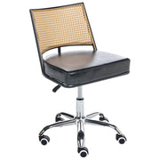 Sedia da ufficio Nero Ecopelle PE Rattan Schienale Girevole Altezza Regolabile Senza Braccioli Casa Ufficio Studio Tradizionale
