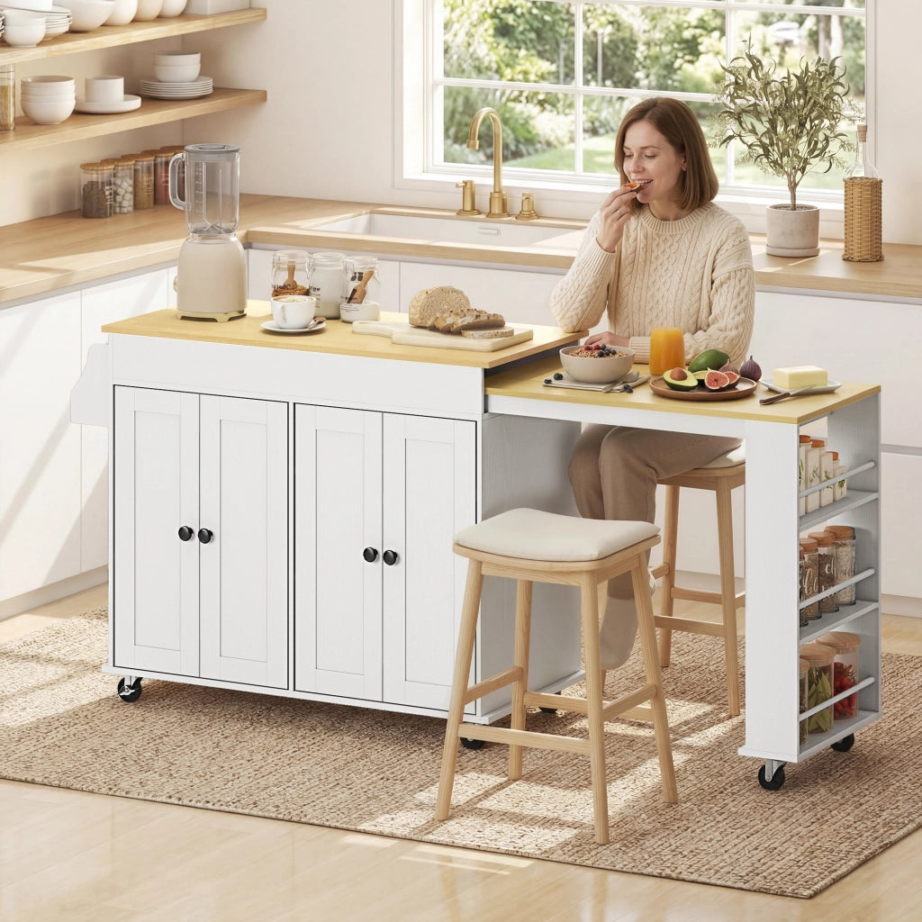 Mobile da Cucina con Ruote e Piano Estensibile ¨C Zephmum ¨C Bianco 80x45x90