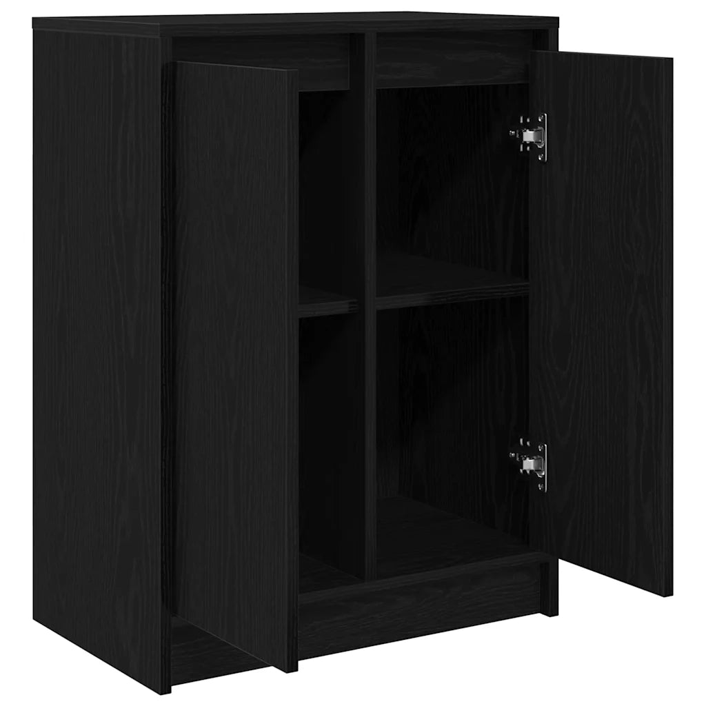 Credenza Rovere Nero 57x34x76 cm in Legno Multistrato