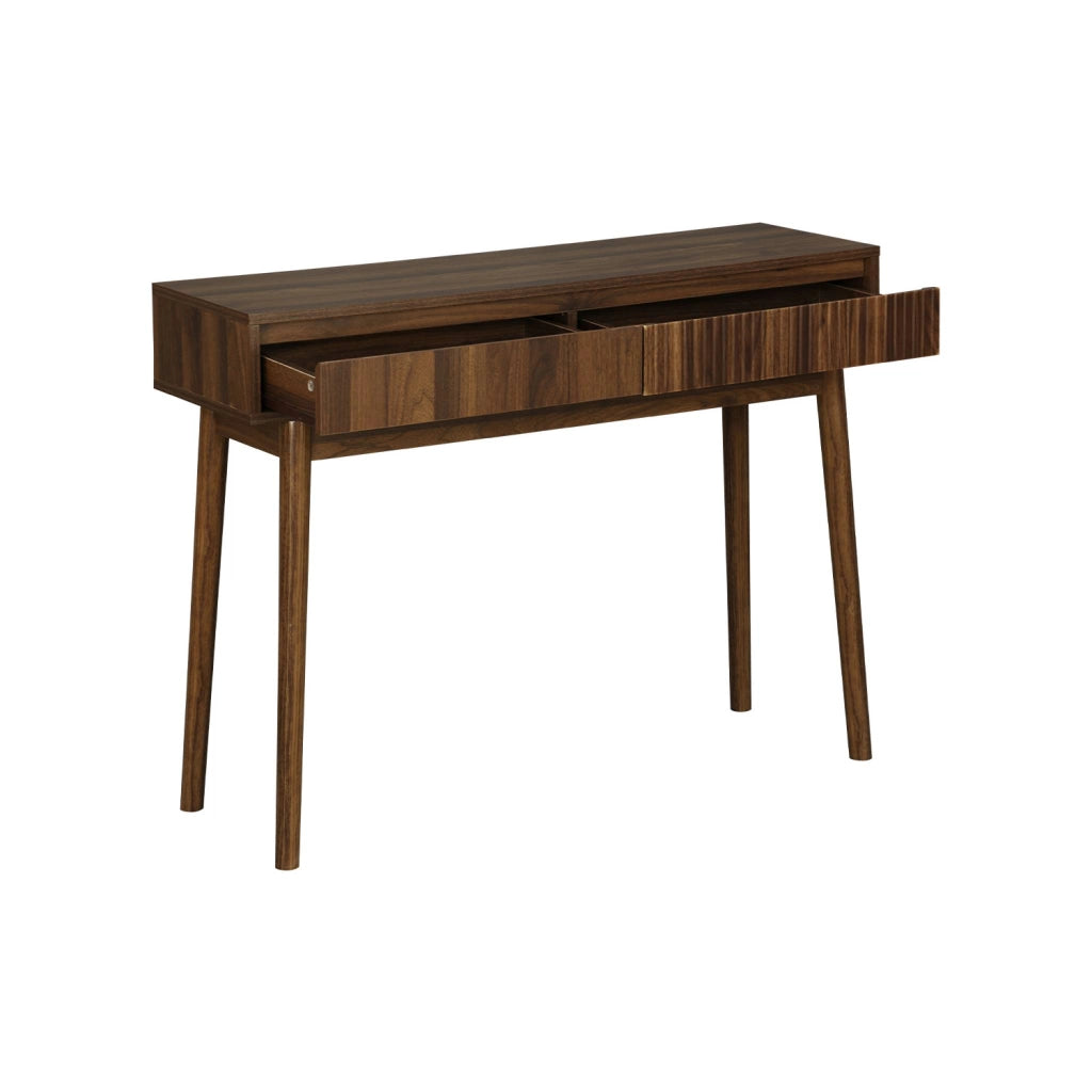 Consolle effetto legno 2 cassetti, 100cm, marrone scuro