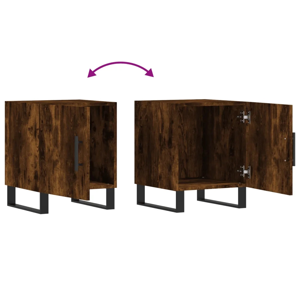 Set di 2 Comodini | Armadio da Notte | Mobiletto da notte Rovere Fumo 40x40x50 cm in Legno Multistrato