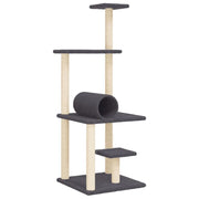 Tiragraffi per gatti torre per arrampicata giocattolo piattaforma per arrampicata con tiragraffi in sisal scuro 136 cm grigio 02_0022658