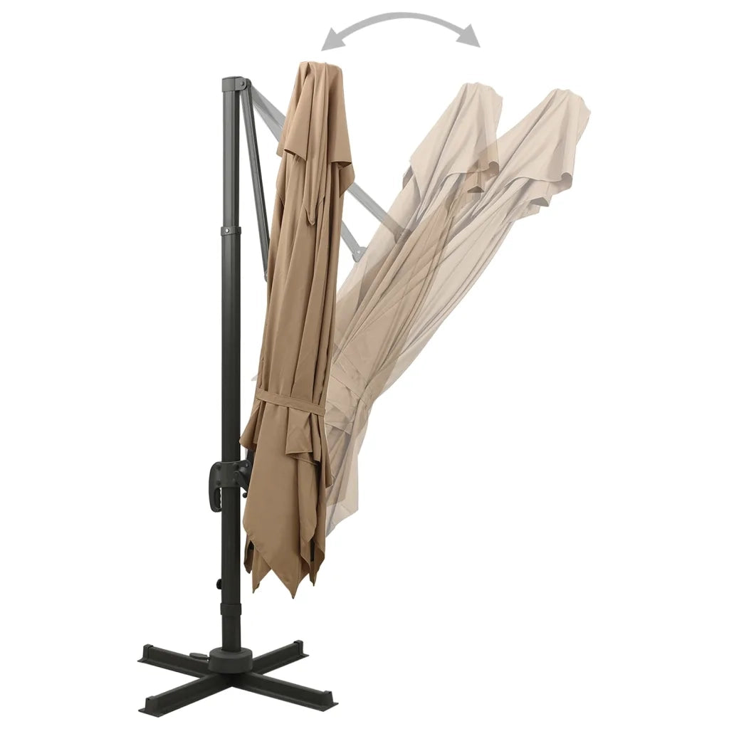 Ombrellone da giardino a sbalzo con doppio piano 300x300 cm tortora 312374