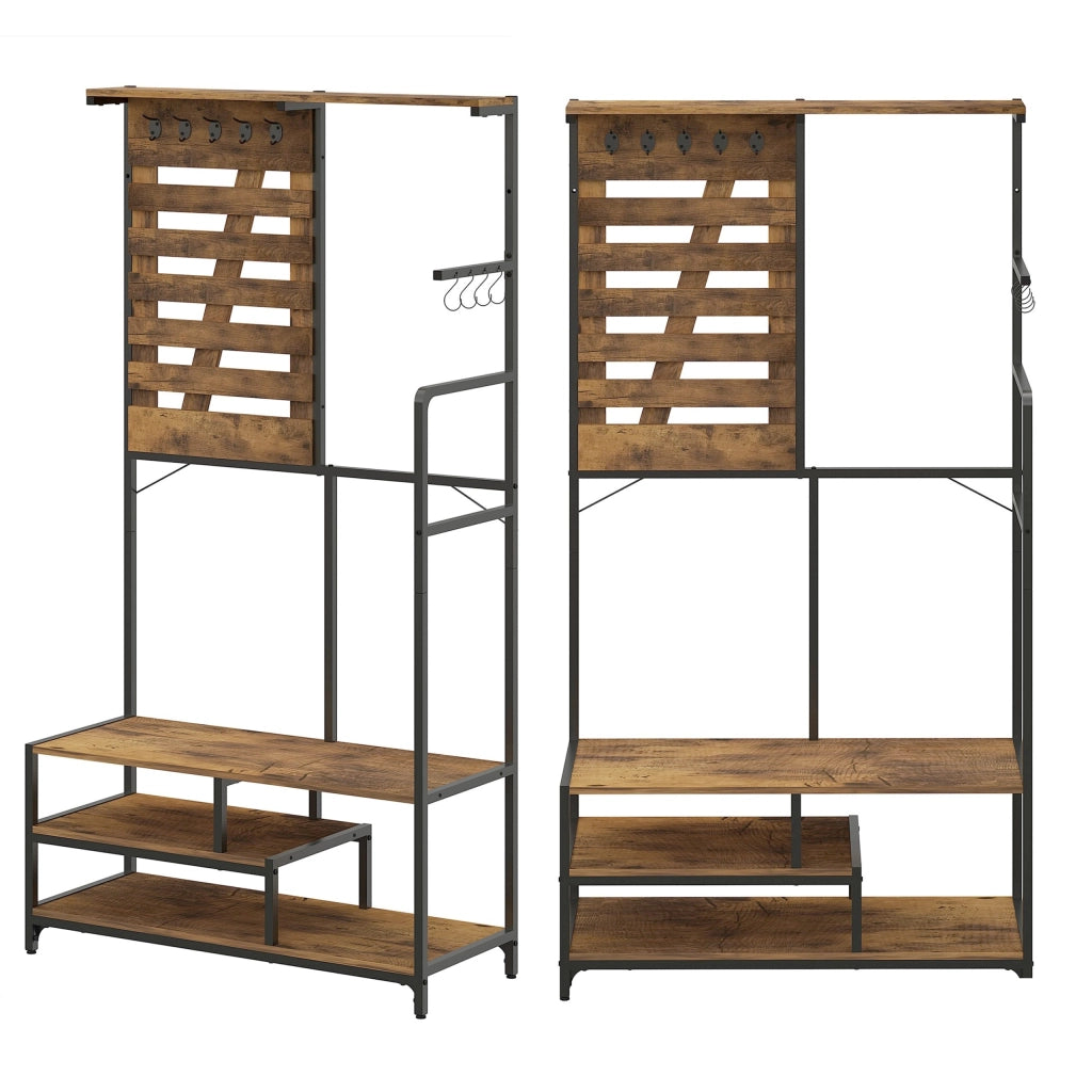 Appendiabiti in stile industriale, scarpiera, mobile da ingresso in stile loft, seduta