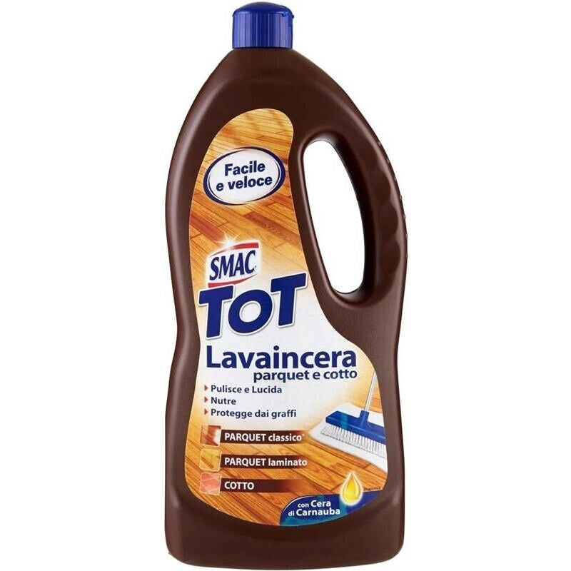 SMAC DETERGENTE PAVIMENTI LAVAINCERA PARQUET E COTTO CON CERA DI CARNAUBA AZIONE LUCIDANTE E PROTETTIVA 1000 ML