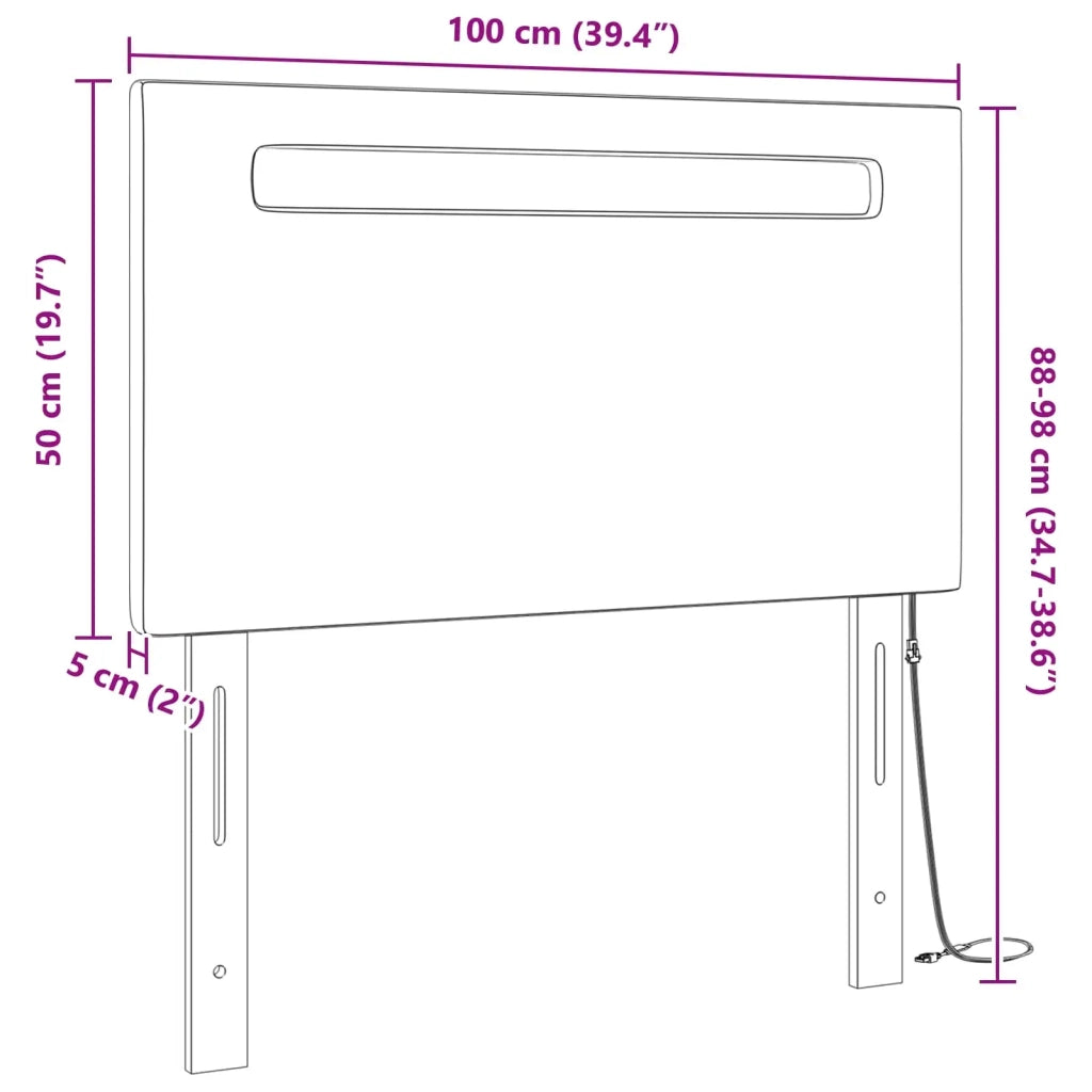 Testiera LED Grigio 100 cm Pelle Sintetica 42007299