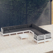 Set Divani da Giardino 11 pz con Cuscini Bianchi Legno di Pino cod mxl 44357