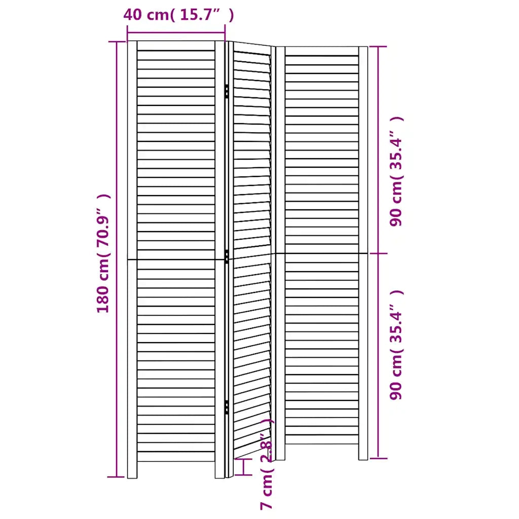Divisorio Ambienti | Divider per stanze | Paravento 3Pannelli Bianco Legno Massello di Paulownia