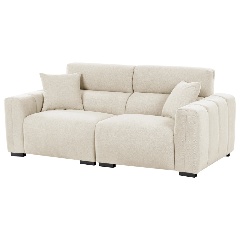 Divano moderno in tessuto a 3 posti in beige chiaro con cuscini Rivestimento resistente all'acqua morbido