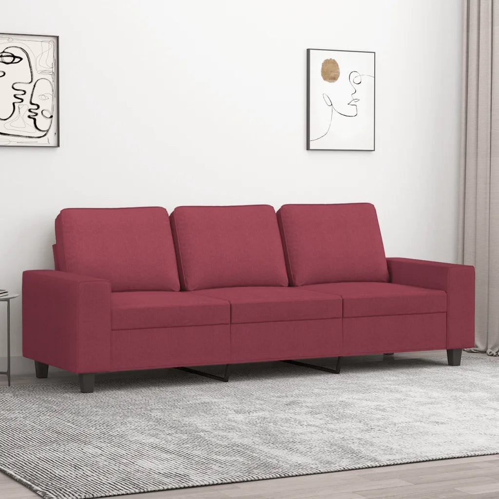 Divano | Divano da soggiorno | Sofa a 3 Posti Rosso Vino 180 cm in Tessuto