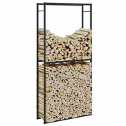 Rastrelliera per Legna da Ardere-Portalegna Nera 100x30x209 cm in Acciaio