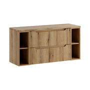 Set da bagno VANO in rovere chiaro 120cm: mobile sottolavabo con cassetti e nicchie a vista + piano per lavabo