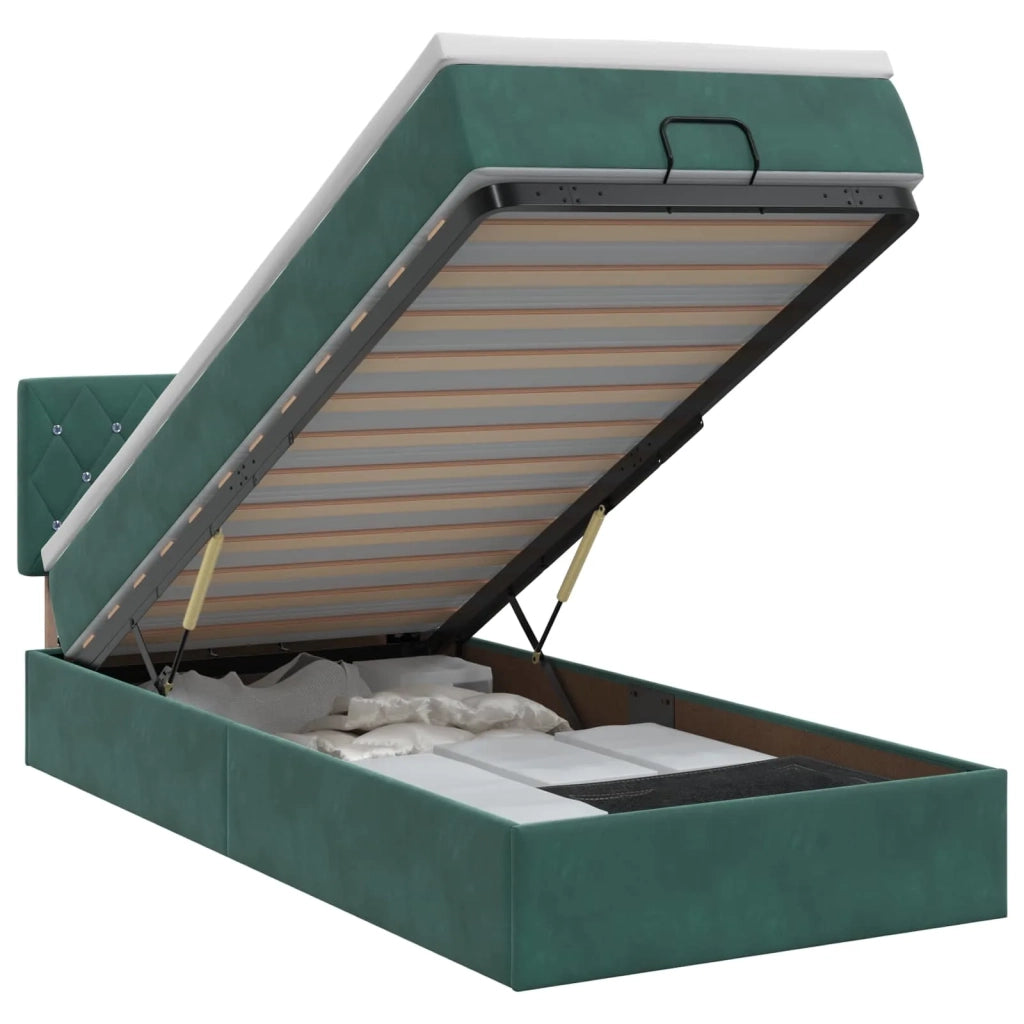 Letto ottomano con materasso Verde Scuro 80 x 200 cm Velluto 3456450