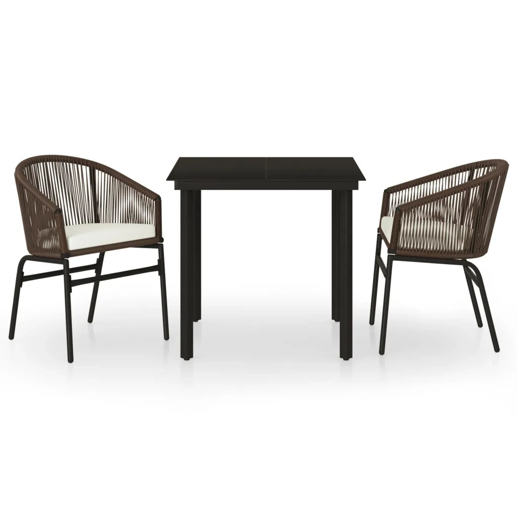 Set Mobili da Pranzo per Giardino 3 pz Marrone cod mxl 38726
