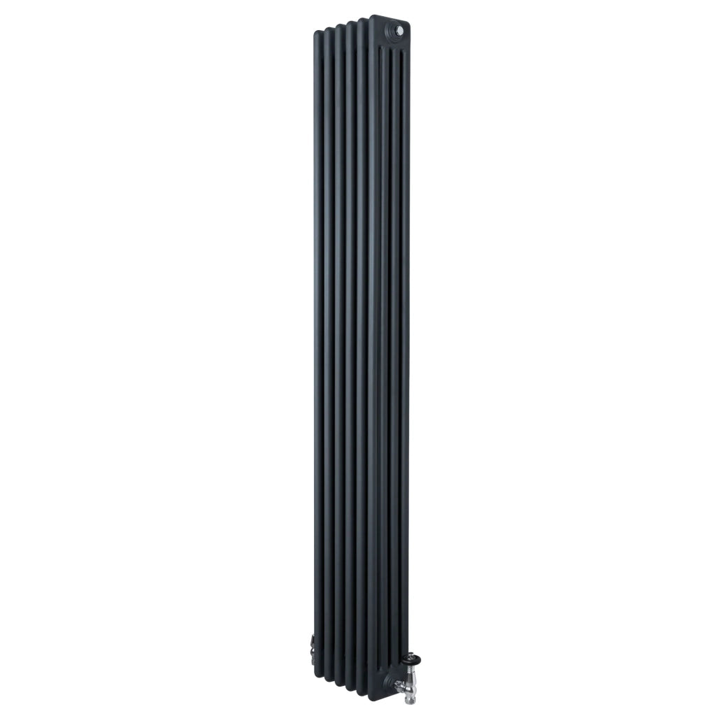 Radiatore Tradizionale 4 Colonne Verticale Riscaldamento Antracite & Valvole 1800x290 mm