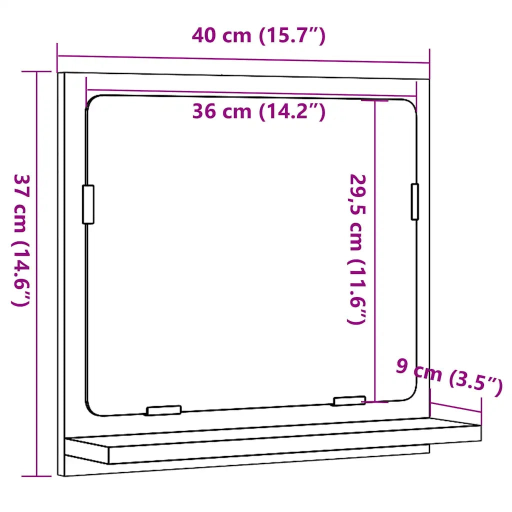 Mobile da Bagno con Specchio Legno Antico 40x11x37cm Truciolato 856187