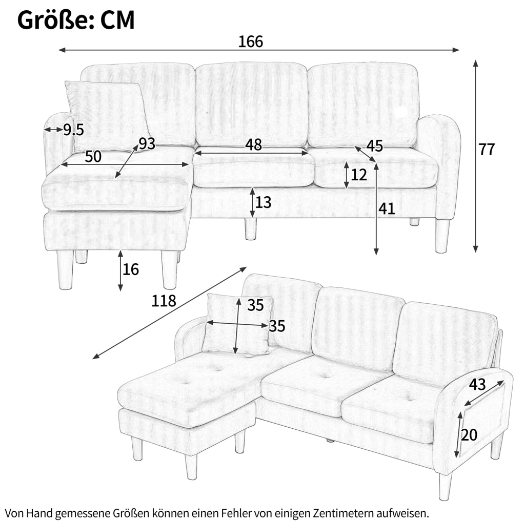 Divano angolare modulare 3 posti con chaise longue beige chiaro