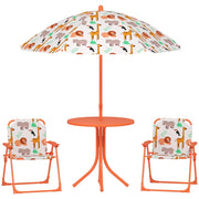 Set da Giardino per Bambini Tavolino con Ombrellone Arancione ¨C zephmum ¨C Legno