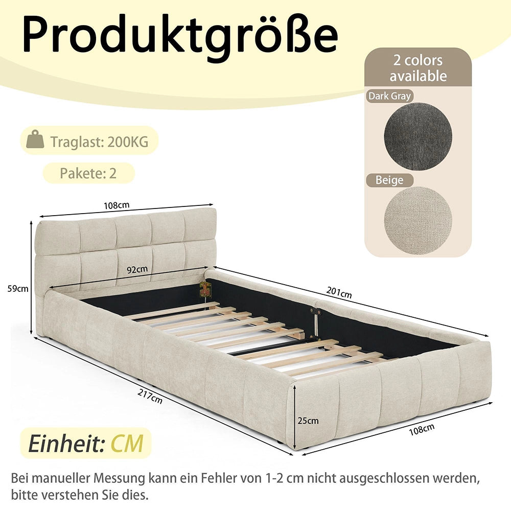 Letto bambino 90x200cm?- Xylo - chenille eucalipto beige