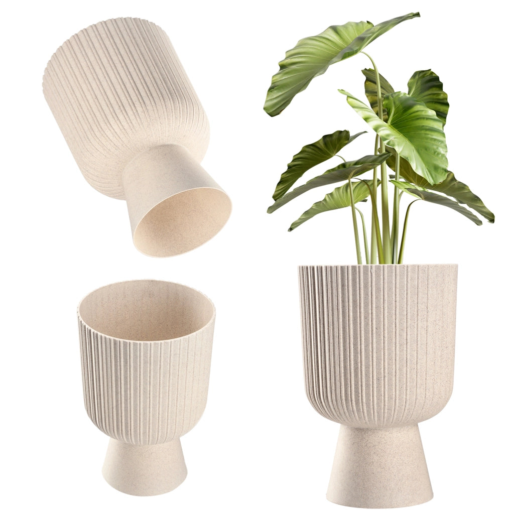 Vaso da fiori KADAX, vaso per piante da giardino, copertura in plastica, 18 cm, supporto per fiori, beige