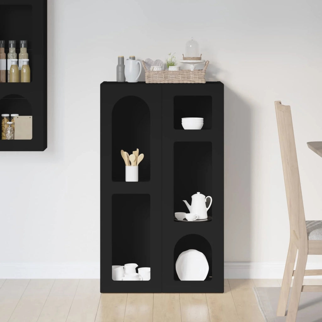 Credenza | Madia | Buffet da pranzo | Armadio da pranzo Nero 59 x 35 x 100,5 cm Legno multistrato