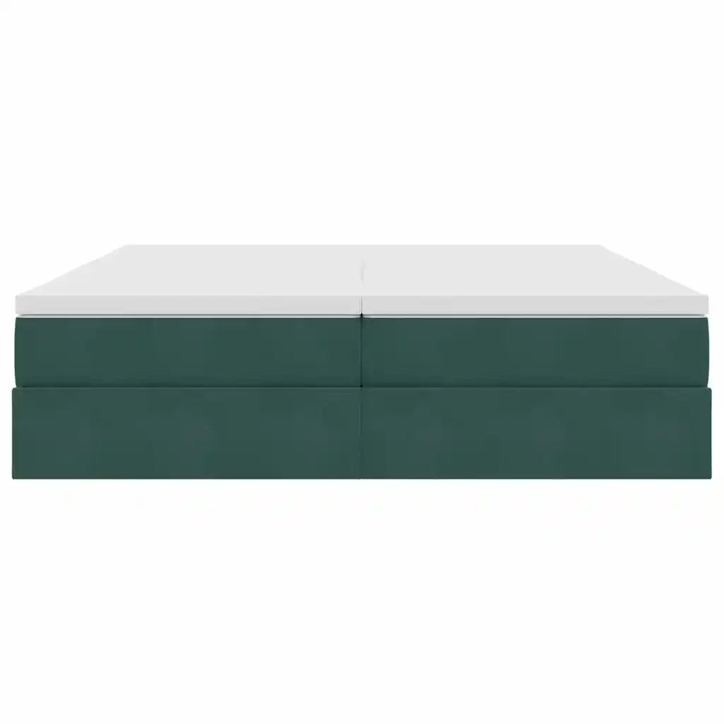 Letto con contenitore e materasso Verde Scuro 200 x 200 cm