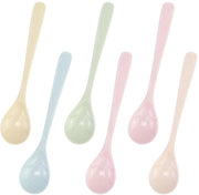 Set di cucchiai in plastica - 6 pezzi - multicolore - in plastica non fragile - sicuro per l'alimentazione - manico lungo - duraturo - set di cucchiai
