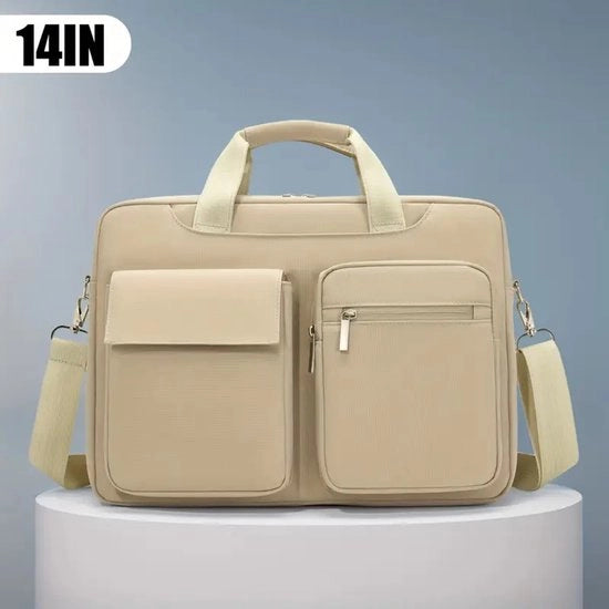 Borsa da ufficio con schiena - Borsa per laptop con cinturino regolabile, tasca da ufficio leggera, chiusura a cerniera e spaziose tasche interne. Adatto per laptop fino a 14 pollici.