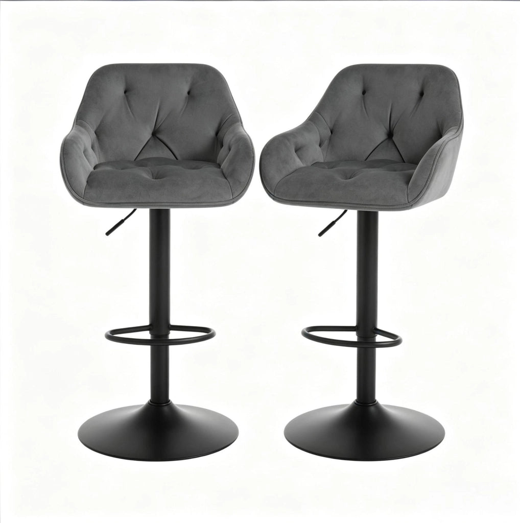 Set 2 sgabelli da bar girevoli in velluto grigio scuro