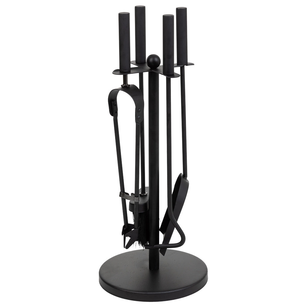 Set di 5 utensili per caminetto in metallo nero