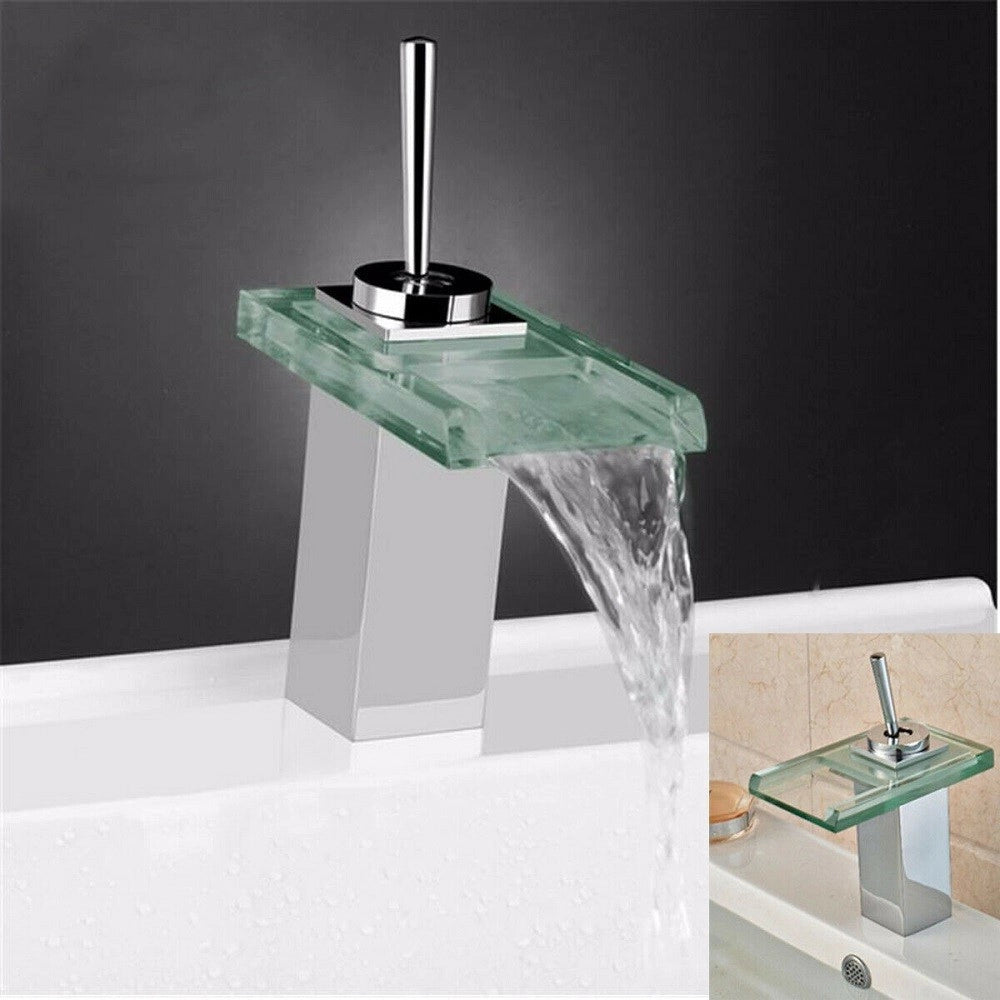 Trade Shop - Miscelatore Monocomando Rubinetto Cascata Vetro Rubinetteria Lavabo Bagno -