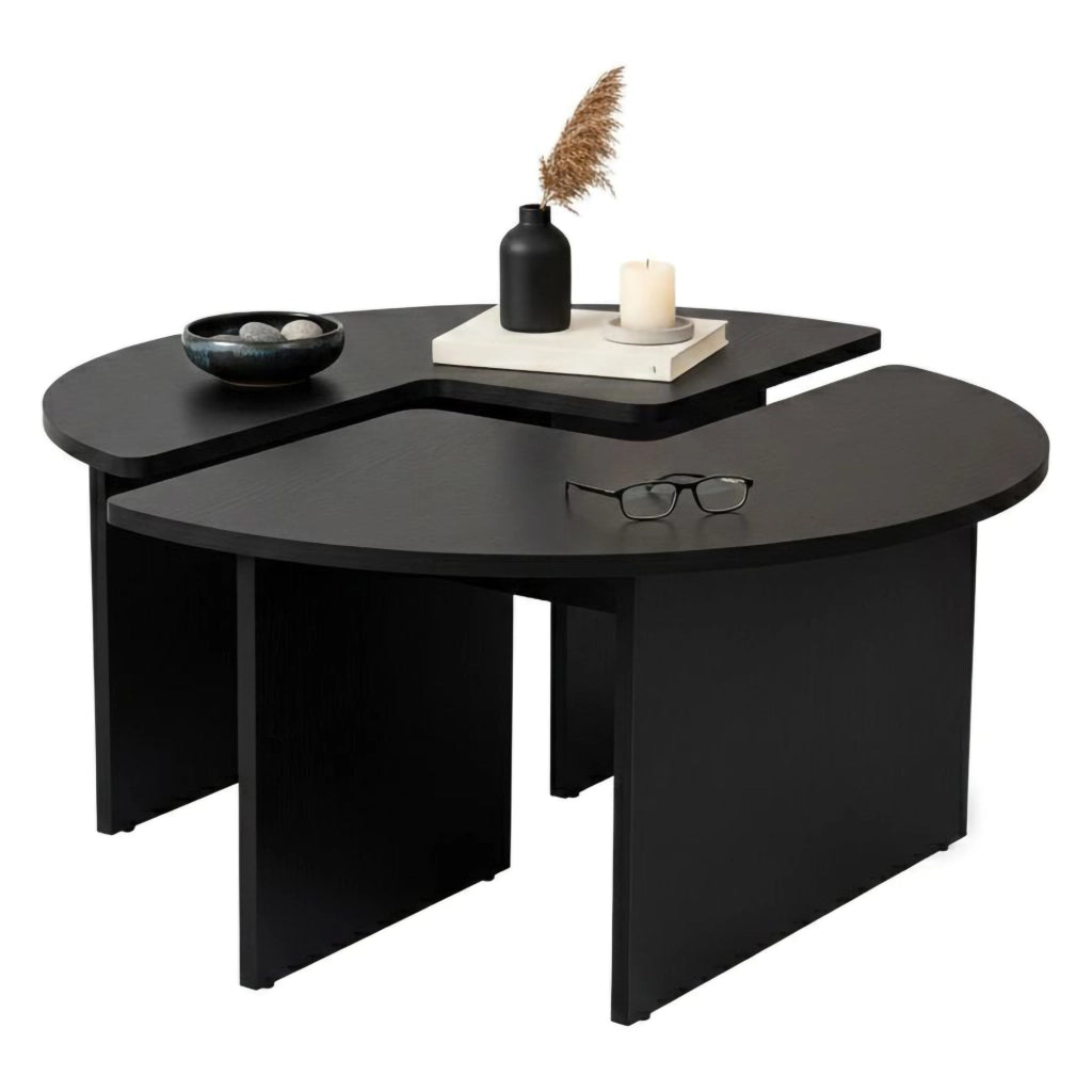 Tavolino da salotto Tairn, Tavolo basso da caffè, Portariviste per divano, Ripiano da soggiorno, 90x90 h41 cm, Nero