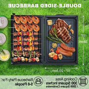 Griglia a carbone doppia faccia con griglia e padella per esterno - tavolo barbecue portatile per giardino terrazza barbecue campeggio - nero