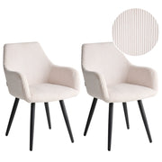 Set di 2 sedie da pranzo in velluto a coste rivestimento in velluto beige chiaro con braccioli base in metallo design moderno