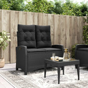 Panca Reclinabile da Giardino con Cuscini-Sgabello-Sedia da esterno Nera in Polyrattan 327366