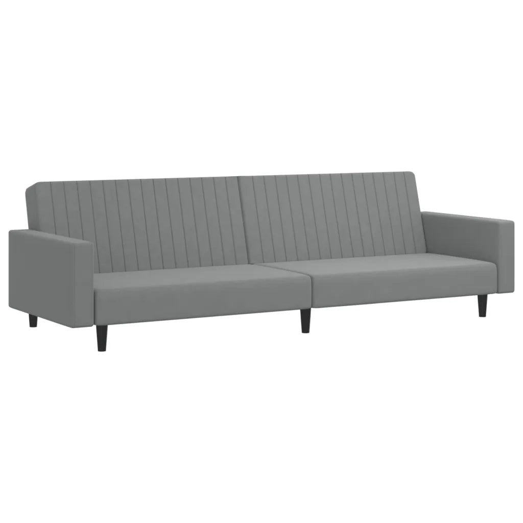 Divano Letto a 2 Posti Grigio Chiaro in Velluto 375937