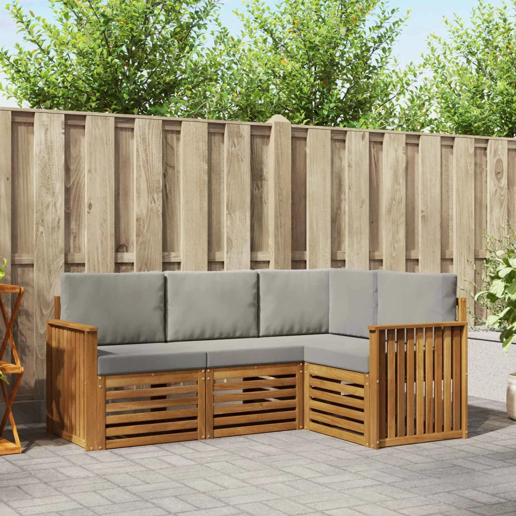 Set divani con cuscino 4 pcs Grigio Naturale e Chiaro