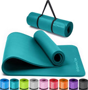 Mat di yoga antiscivolo con cintura per spalle - mat di yoga per ginnastica, allenamento a casa, HiiT e Pilates - mat di fitness, mat di sport, mat di yoga antiscivolo, 183 cm x 60 cm x 8 mm