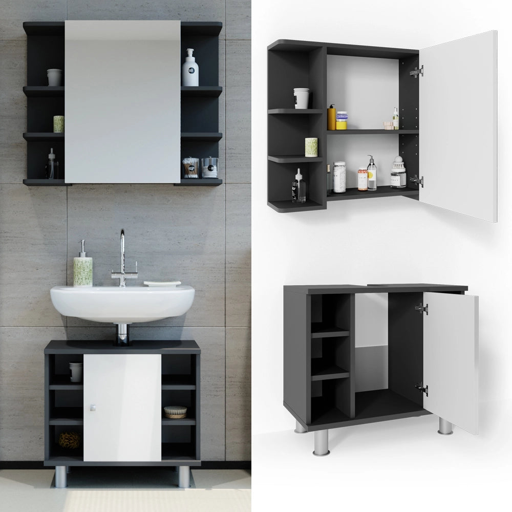 Vicco Set mobili bagno Antracite 2 parti