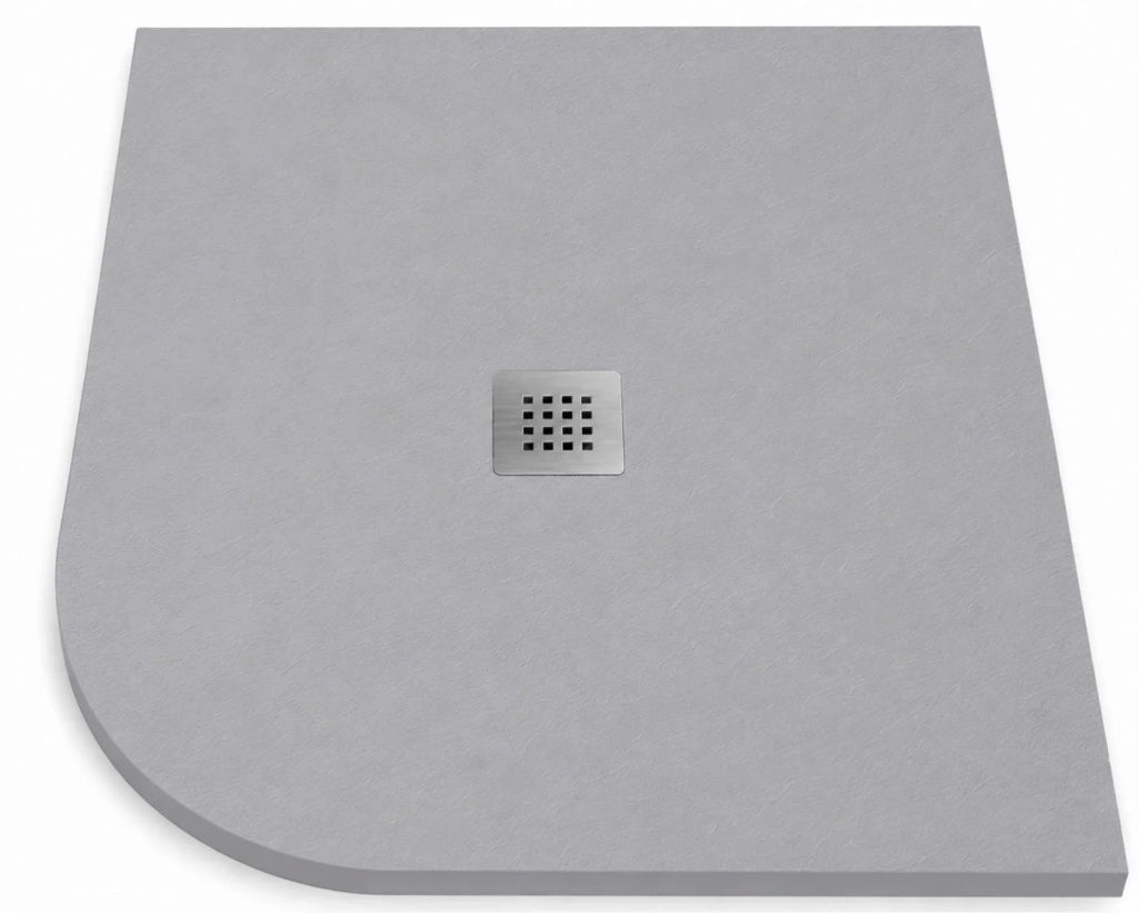 Piatto doccia semicircolare ROUND 80x80 cm Cemento griglia in acciaio